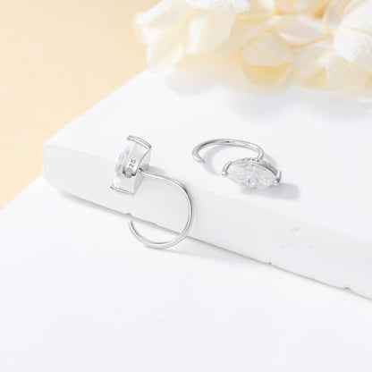 925 Sterling Silver Moissanite Huggie Half Hoop Earrings for Women - style: style 5