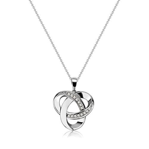 Love Knot Necklace, Sterling Silver Diamond Accent Love Knot Pendant Necklace, Forever Love Knot Infinity Necklace for Women - color: Silver