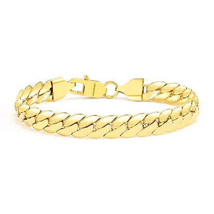 CaptainSteeL Cuban Bracelet for Men Stainless Steel Chain Link Bracelet | 8mm Width,7/7.5/8/9 Inch Length, Silver/18K Gold Plated,Men Bracelet,Waterproof Bracelet,Bithday ,Christmas gift - color: Dense Chain Gold Plate, size: 8in