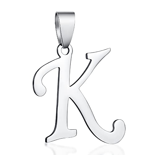 Stainless Steel Initial Letter Connector Charms Alphabet Pendant Diy Craft for Jewelry Making Necklaces Bracelets Keychain - color: Stainless Steel K