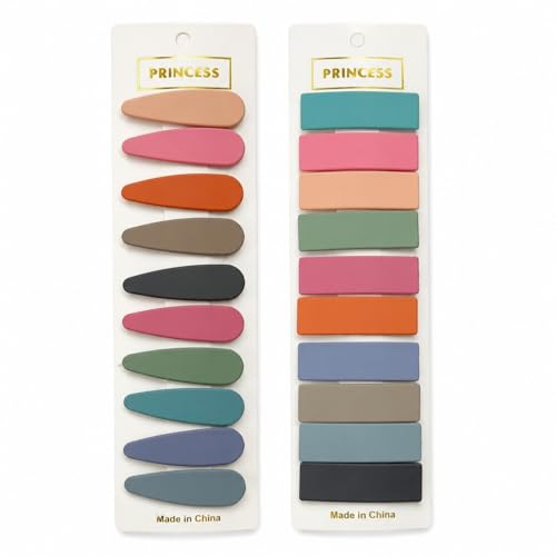Bphne 20 Pcs Matte Non-Slip Snap Hair Clips for Women, Solid Teardrop & Rectangle Barrettes, Small Metal Pins for Thin Fine Hair, No Crease Lightweight for Everyday Makeup - color: Solid