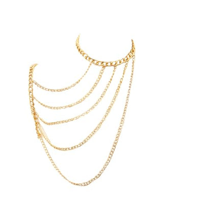 WeeH Shoulder Necklace Chain Body Jewelry Layered Shoulder Jewelry Accessory at Party Beach Summer Holidays Halloween Costume - color: Gold