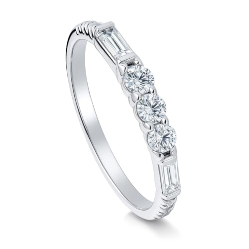 BERRICLE Sterling Silver CZ Art Deco Rings Half Eternity Ring for Women, Cubic Zirconia - style: Harmony Baguette Bliss
