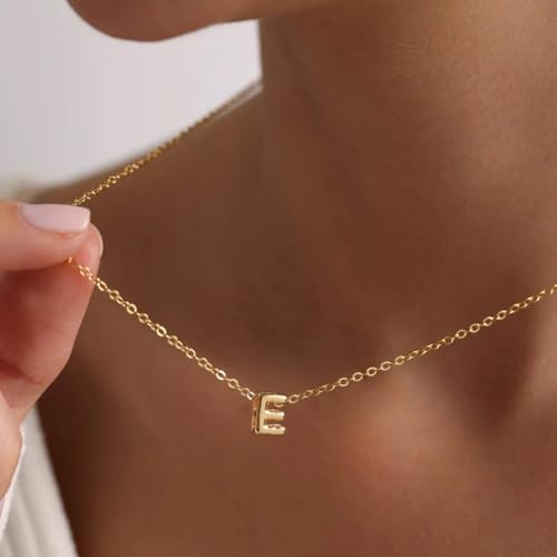 MOMOL Tiny Initial Necklace 18K Gold Plated Small Letter Necklace Personalized Name Necklace for Women - color: Gold P