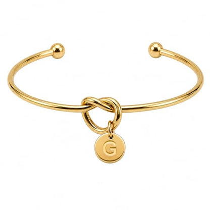LemonRose Initial Bracelets for Women - Dainty Tie the Knot Letter A-Z 14K Gold Plated for Women Gold Cuff Bracelet for Womens Jewelry Personalized Bridesmaid Proposal Gifts - color: Gold G