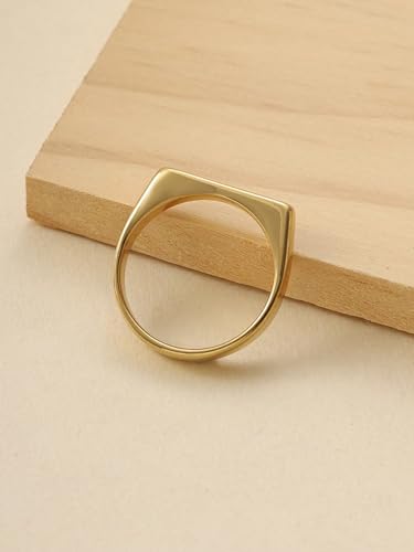 Stainless Steel Square Shape Signet Style Classical Simple Plain Wedding Engagement Statement Ring