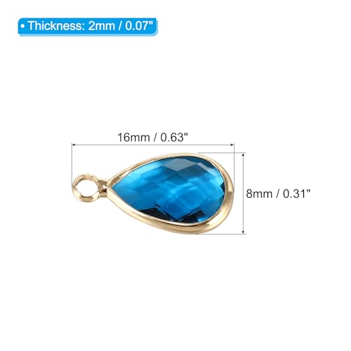 PATIKIL Birthstone Charm Beads Drop Pendant, Handmade Birthstone for Personalized Earrings Bracelet Necklace - color: Blue, size: 0.63" x 0.31"