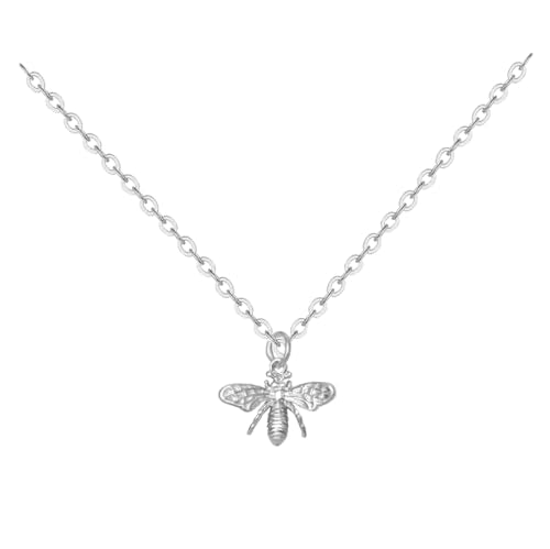 Silver Necklaces for Women Teens, Best Friend Necklace Sister Daughter Gift | Horseshoe Butterfly Swan Wave Evil Eye Necklace Graduation Chritmas Birthday Gifts for Women, Stainless Steel - style: Bee