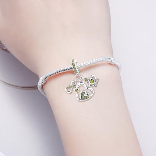 3PCS Birthstone Stone Charms for Charms Bracelet 925 Sterling Silver Infinity Love Heart Crown Dangle Charms Spacer Stopper Beads for Bracelets and Necklaces, Birthday Mother's Day Christmas Gifts For Women. - color: 08 Aug. 3PCS