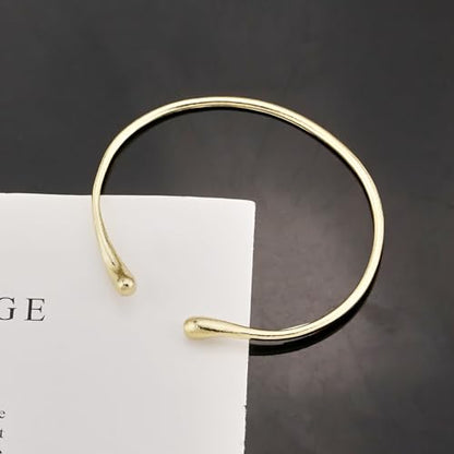Gold Coil Arm Cuff for Women, Minimalist Armband Bangle Open Bracelet (Open - Gold)