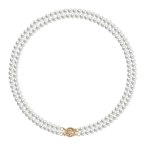 Layered Pearl Necklace for Women Pearl Choker Chain Necklaces - style: Double-Layer