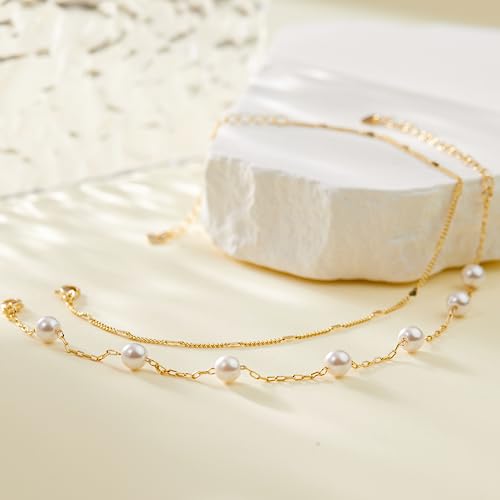 Gold/Sterling Silver Anklet Bracelets for Women Waterproof, Non Tarnish 925 Sterling Sliver Plated Heart Evileye Butterfly Charm, Dainty Summer Beach Anklets for Women, Beach Vacation Bikini Outfits for Her Mom - style: Pearl-Gold