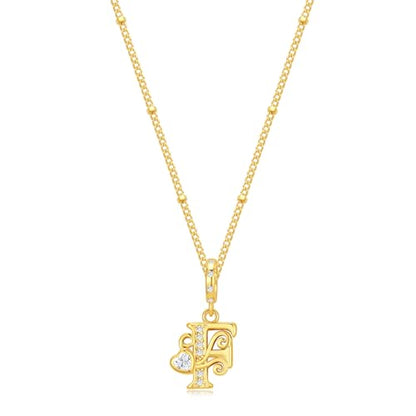 TIZU Initial Necklaces for Women - Dainty 14K Gold Plated Letter Pendant Trendy Personalized Initial A-Z Necklaces Jewelry Gift - color: Gold-F
