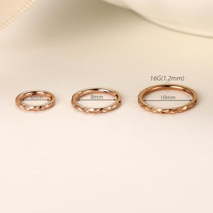 FUNLMO 16G 18G Nose Ring Hoop Septum Ring Helix Tragus Conch Rook Daith Lip Piercing Jewelry Cartilage Earring 316L Surgical Steel - color: Rose gold
