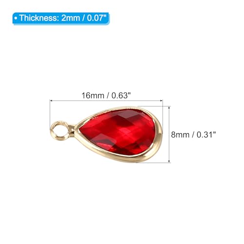PATIKIL Birthstone Charm Beads Drop Pendant, Handmade Birthstone for Personalized Earrings Bracelet Necklace - color: Red, size: 0.63" x 0.31"