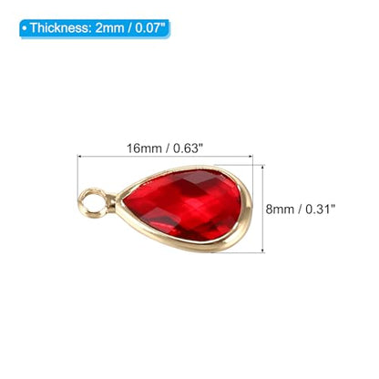 PATIKIL Birthstone Charm Beads Drop Pendant, Handmade Birthstone for Personalized Earrings Bracelet Necklace - color: Red, size: 0.63" x 0.31"