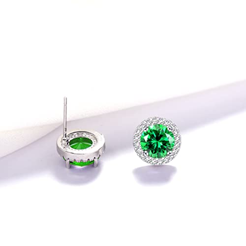 YOQUCOL Bright 8MM,10MM Cubic Zirconia Crystal Stud Earrings Round Pierced Earrings For Women - color: 8MM-Green
