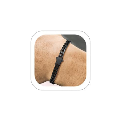 Richsteel Gold/Black/Silver Cuban Link Bracelet for Men,5/7/9/12MM Width | 316L Stainless Steel Chain Wrist Bracelet, Waterproof, No Tarnish, Hypoallergenic Hip Hop Jewelry, with Gift Box - color: 03-Black Plated 5mm Width
