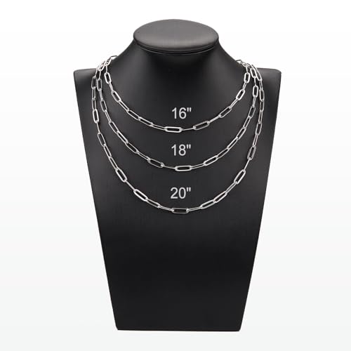 YOUBEIYEE 10 Pack Stainless Steel Paperclip Necklace Chains Bulk | Classic Men and Women Paperclip Chain Necklace Set - color: Steel Color, size: 16inch (4x12mm)