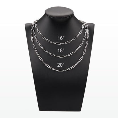YOUBEIYEE 10 Pack Stainless Steel Paperclip Necklace Chains Bulk | Classic Men and Women Paperclip Chain Necklace Set - color: Steel Color, size: 16inch (4x12mm)