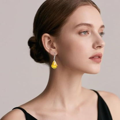 Austrian Crystal Baroque Teardrop Dangle Earrings for Women | 14K Gold-Plated,Hypoallergenic,Brilliant Facets,Fluid Movement,Easy-Wear Fishhook Fit,For Daily Wear And Special Occasions - color: Yellow