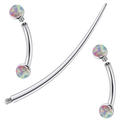 F136 Titanium 16g 6/8/10mm Opal Eyebrow/Rook/Snug/Vertical-Labret/VCH/Snake-Eyes/Anti-Tragus/Christina/Daith/Belly-Button/Bridge/Hood/Surface Curved Barbell Piercing Jewelry for Women Men - color: Pink, size: 8mm=5/16in