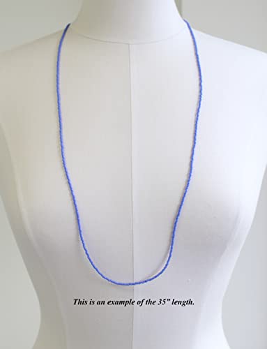 Kathy Bankston Handmade Periwinkle Blue Seed Bead Necklace, Thin 1.5mm Single Strand