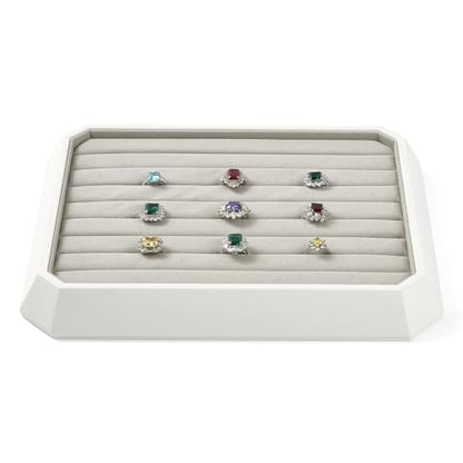 Premium PU Leather Stackable Jewelry Ring Display Tray Ring Earring Display Holder Organizer Showcase(Grey) - color: Grey, size: Ring Tray
