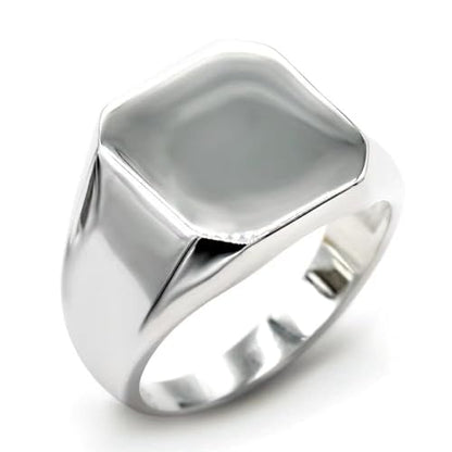 Solid 925 Sterling Silver Men's Ring Square Classic Simple Finger Rings for Men and Women Couples Wedding Ring Jewelry - size: 10