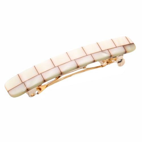 French Amie Bar Ivory Brick Small 2 1/4 Inch Hair Clip Barrette | Handmade Cellulose Acetate Durable Grip For Women Girls Teens Everyday Style - color: Ivory Brick