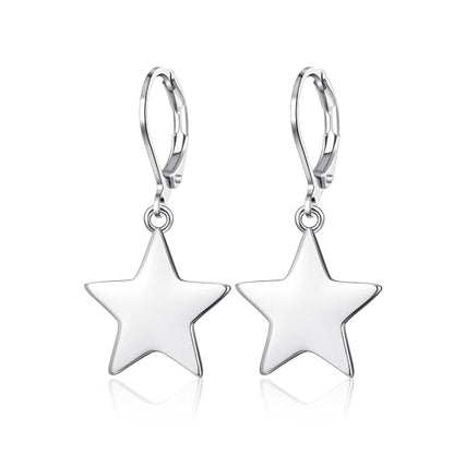 Leverback Earrings Dangle Earrings for Women Dangly Earrings Anniversary Birthday Gifts for Women - style: Star Earrings-Silver