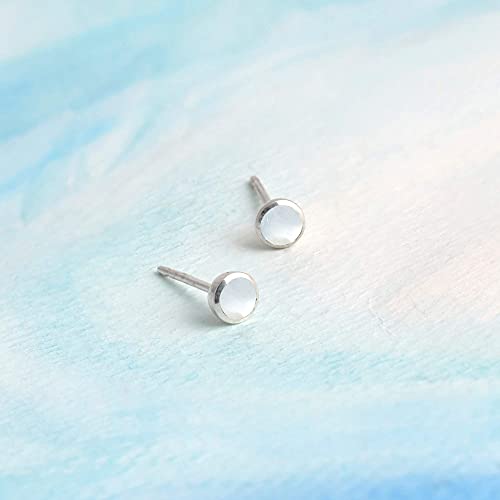 Boma Jewelry Sterling Silver Mini Circle Stud Earrings - color: Mother of Pearl