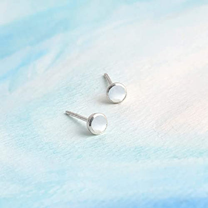 Boma Jewelry Sterling Silver Mini Circle Stud Earrings - color: Mother of Pearl