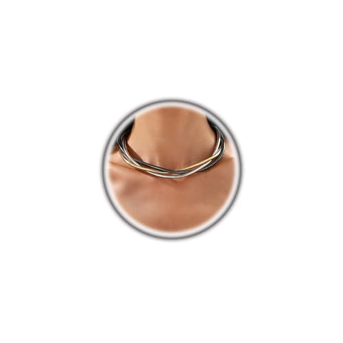 Chunky Gold Statement Choker Neckalce for Women Layered Snakebone Chain Collar Necklace Twist Wrap Stainless Steel Choker Punk Aesthetic Jewelry Gifts - color: Gold Silver