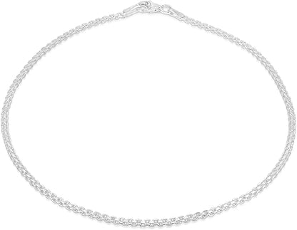 Savlano 925 Sterling Silver 9, 10 Inches Chain Anklet for Women Comes With a Gift Box - style: Bismark
