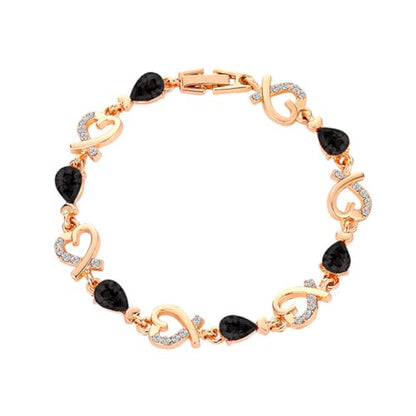 Gold Bracelets For Woman Trendy Charm Heart Thin Chain Bracelet Dainty Gold Link Bracelet Jewelry Gifts For Women - color: black