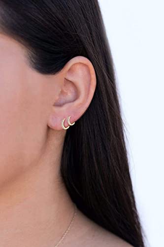 3 Pairs 925 Sterling Silver Small Hoop Earrings for Women Men | Cubic Zirconia, 14K White Gold Plated Huggie Hoop Earrings, Hypoallergenic - style: I-gold 3 pairs 10mm