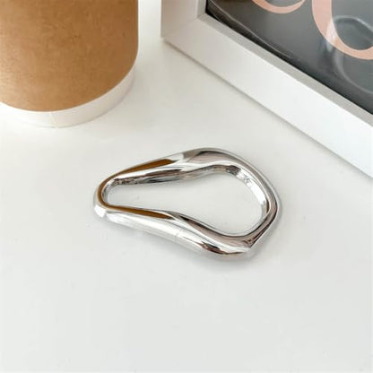 Trendy Irregular Geometric Brooch Pin for Women Men Stainless Steel Gold/Silver Plated Unique Polished Hollow Teardrop Lapel Pins for Sweater Hat Scarf Suit Dress Clothes Accessories Jewelry - color: Silver