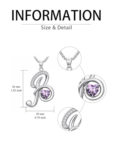 A to Z Initial Birthstone Pendant Necklaces Name Jewelry for Women | 18K White Gold Plated Personalized Alphabet Jewelry Anniversary Christmas Birthday Gifts for Wife Her Daughter Girlfriend - color: B Initial-02-Feb