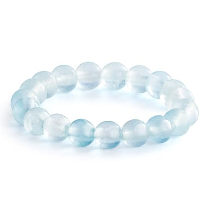 NLIEO Handmade Natural Gemstone Crystal Beaded Stretch Band Ring for Women | Handmade, 3mm Natural Stone, Size 7-12, Stretchy, Beaded Jewelry, Green Bead Rings, Trendy Jewelry Gift - style: Aquamarine