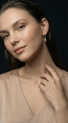 FAN&LOUIS Gold Sliver Teardrop Clip On Earrings for Women，Non-Pierced Trendy Statement Dangle Water Drop Women's Hypoallergenic Clip-On Earrings - style: Gold