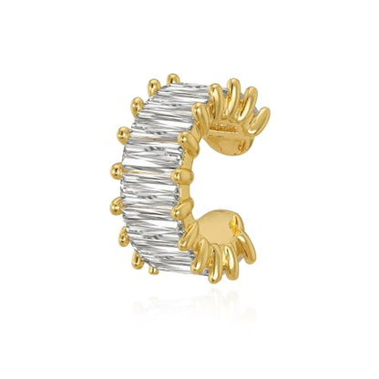 Gold Ear Cuff for Women Non Piercing | Cuff Earrings, 14K Gold Plated, Colorful Cubic Zirconia Pave, Pearl, Clover, Cartilage Earrings Trendy Jewelry, Single - color: Clear B