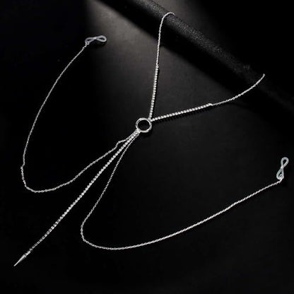 Rhinestone Fake Nipple Rings Body Chain for Women Crystal Tassel Bra Chest Chain Non Piercing Nipple Noose Body Chains Jewelry Sexy Summer Beach Bikini Body Jewelry - color: Gold