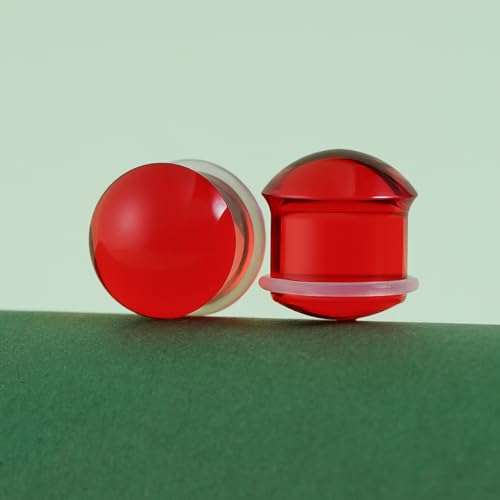 Precise Dimensions Set Color Acrylic O-Ring Ear Plugs Tunnels Gauges Stretcher Piercings Kit - color: Red, size: 10-14mm