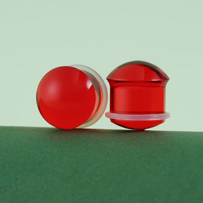 Precise Dimensions Set Color Acrylic O-Ring Ear Plugs Tunnels Gauges Stretcher Piercings Kit - color: Red, size: 10-14mm