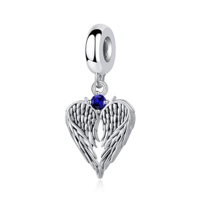 TCHYUN Spread Angle Wings Dangle Charm 12 Birthstone Bead for Pandora Bracelet Women Gift - style: Sep
