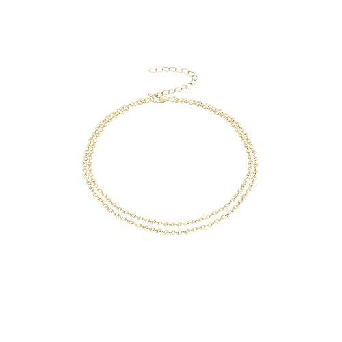 Womens Dainty Gold Chain Bracelet,Simple Layered Chain Bracelets,Beaded Turquoise Bracelet,Charm Crystal Bar,Heart,Karma,Triangle,Pearl Bracelets for Women - color: Layered Cable Chain