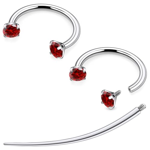 F136 Titanium 20/18/16/14g Horseshoe Nose Septum Lip Ear Rings Piercings 8/10/12mm Cartilage Helix Daith Earrings Jewelry for Women Men - color: Red, size: 16g*1/2in(12mm)