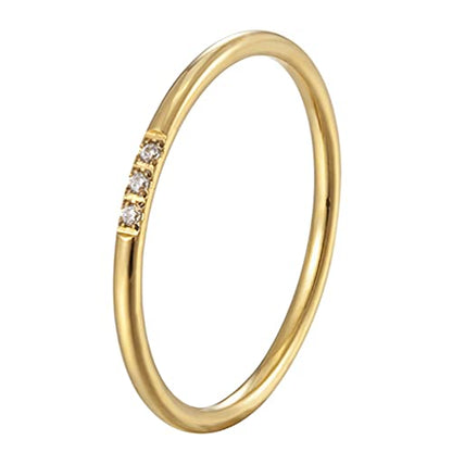 Women's Stainless Steel 1MM Thin Plain Midi Stacking Ring Band Comfort Fit, Size 3 to 10 - color: Dome - G (with 3 cz)