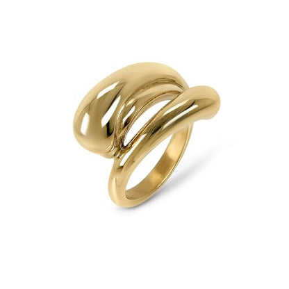 Hey Harper Gold Ring for Women - Gold Plated Stacking Waterproof & Sweatproof Jewerly Ring - Everday Non Tarnish Cute Fashion Circle Rings - style: Bica Ring